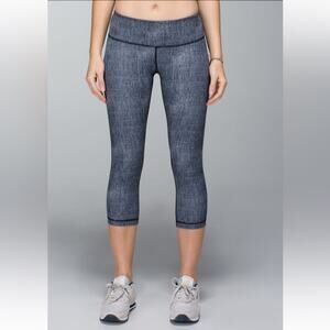 Lululemon Wunder Under Cropped Leggings Burlap Texture Black Dune
